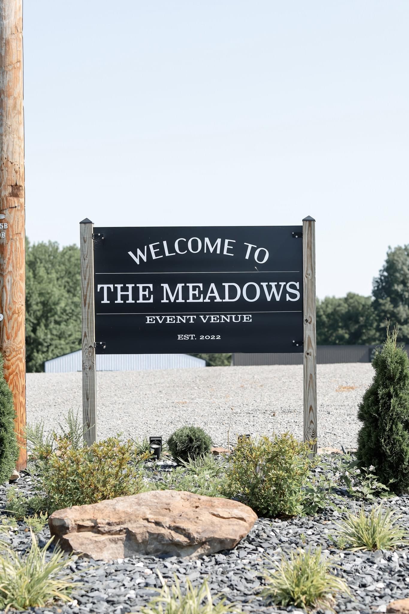 The Meadows Event Venue Image Gallery: Venue's welcome sign.